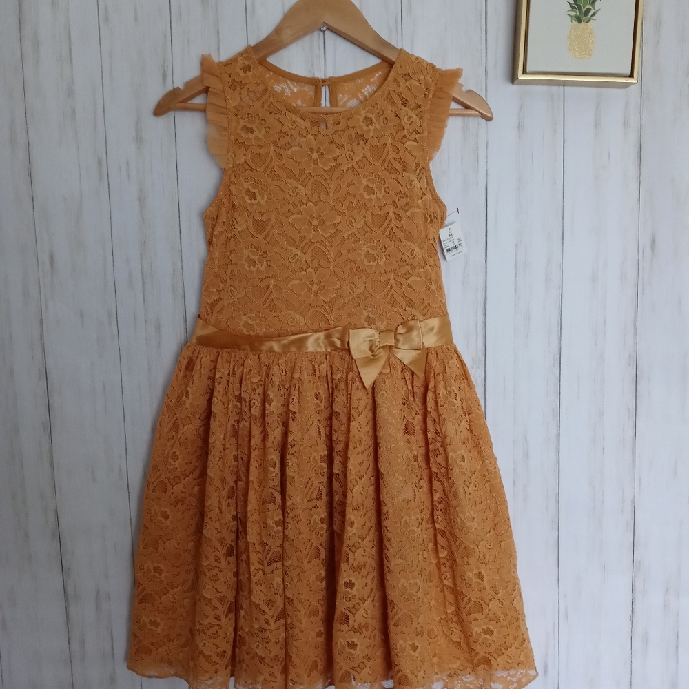 Dress girls ZENZI  size XL color mustard  lace brand new with out tags Party